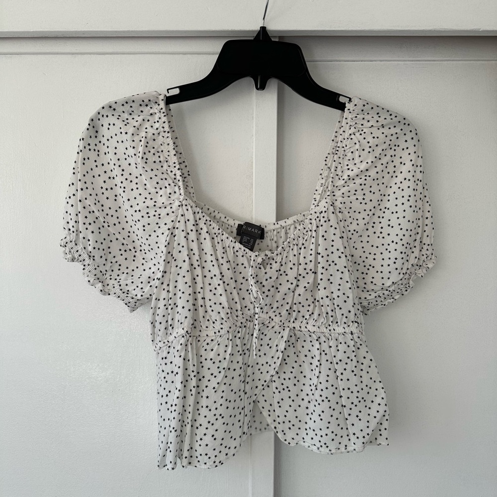 Black & White Star Patterned Blouse • Size S